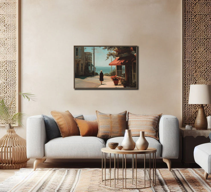 Afternoon Stroll in Carmel-by-the-Sea – Coastal Giclée Canvas Art Print