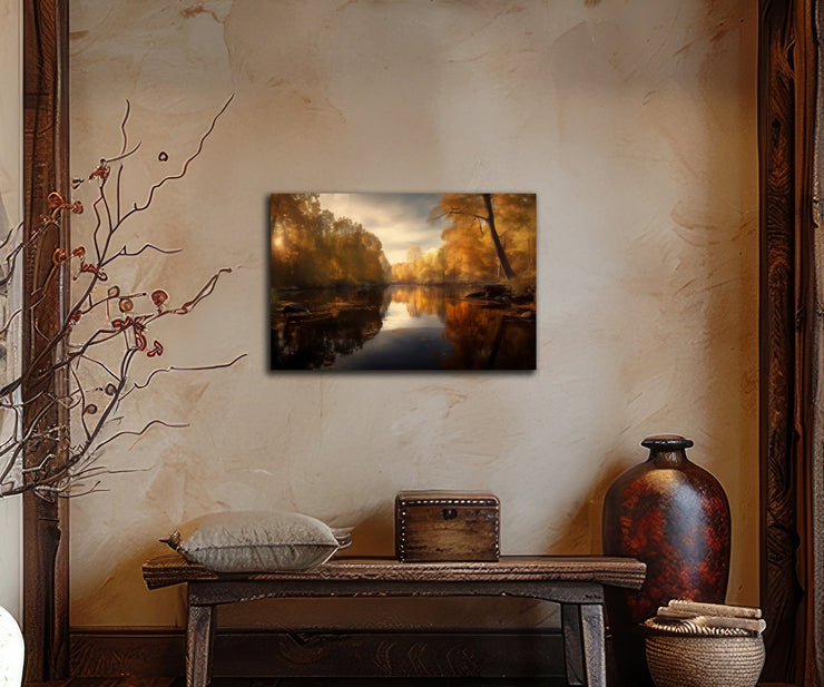 Golden Reflections: Autumn Afternoon in Central California - Premium Photo Paper Poster