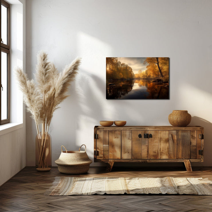 Golden Reflections: Autumn Afternoon in Central California - Premium Photo Paper Poster