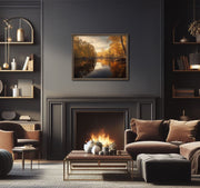 Golden Reflections: Autumn Afternoon in Central California on Framed canvas