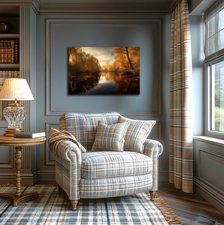 Golden Reflections: Autumn Afternoon in Central California - Premium Photo Paper Poster