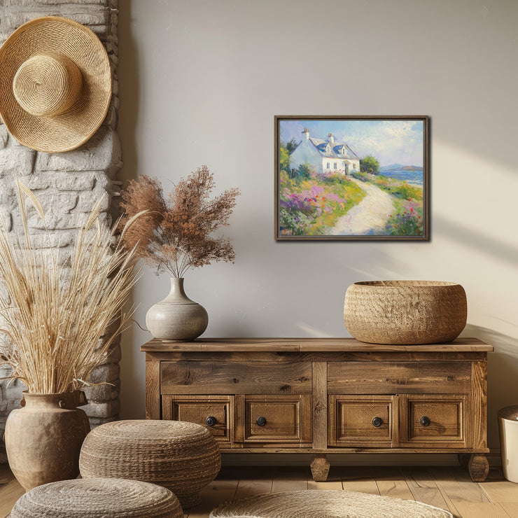 Serenity Over the Sea: Digital Oil Painting on Framed canvas