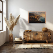 Golden Hour Over Bixby Bridge – Big Sur Coastline Framed Matte Art Print Poster