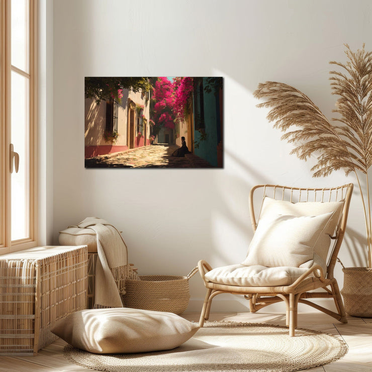 Bougainvillea Serenity – California Mission Style Wall Art Print on Canvas | Spanish Colonial