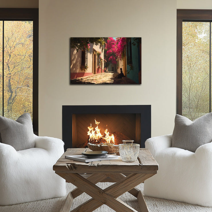 Bougainvillea Serenity – California Mission Style Wall Art Print Poster on Premium Photo Paper