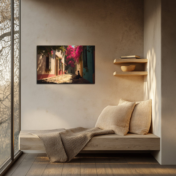 Bougainvillea Serenity – California Mission Style Wall Art Print Poster on Premium Photo Paper