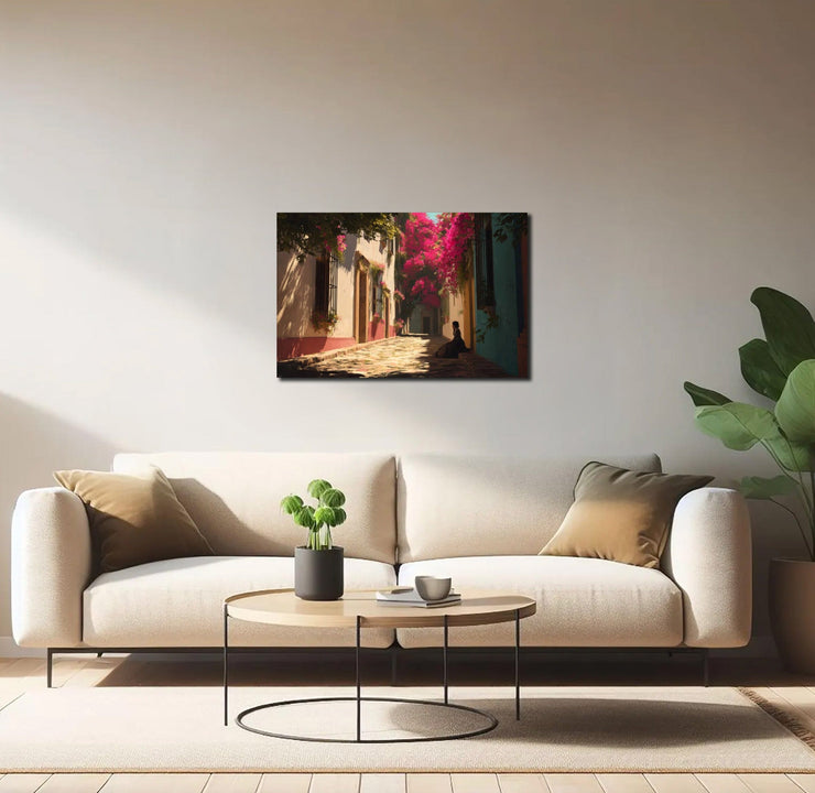 Bougainvillea Serenity – California Mission Style Wall Art Print Poster on Premium Photo Paper