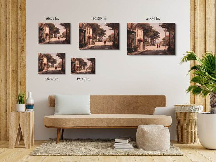 Afternoon Walk in Carmel-by-the-Sea - High-quality Giclée Art Print on Framed Canvas