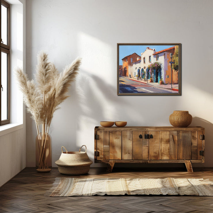 Carmel Morning Stroll - High-quality Giclée Art Print on Framed Canvas