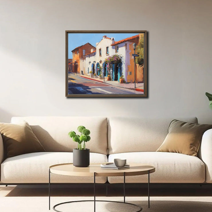 Carmel Morning Stroll - High-quality Giclée Art Print on Framed Canvas
