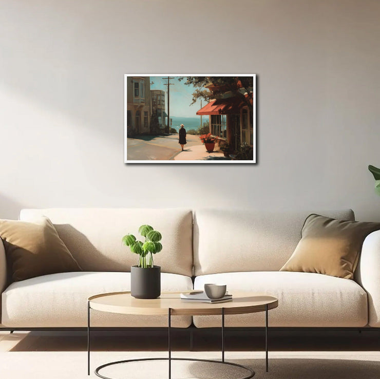 Afternoon Stroll in Carmel-by-the-Sea – Coastal Giclée-Quality Framed Poster