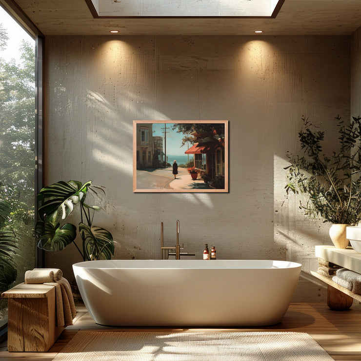 Afternoon Stroll in Carmel-by-the-Sea – Coastal Giclée-Quality Framed Poster