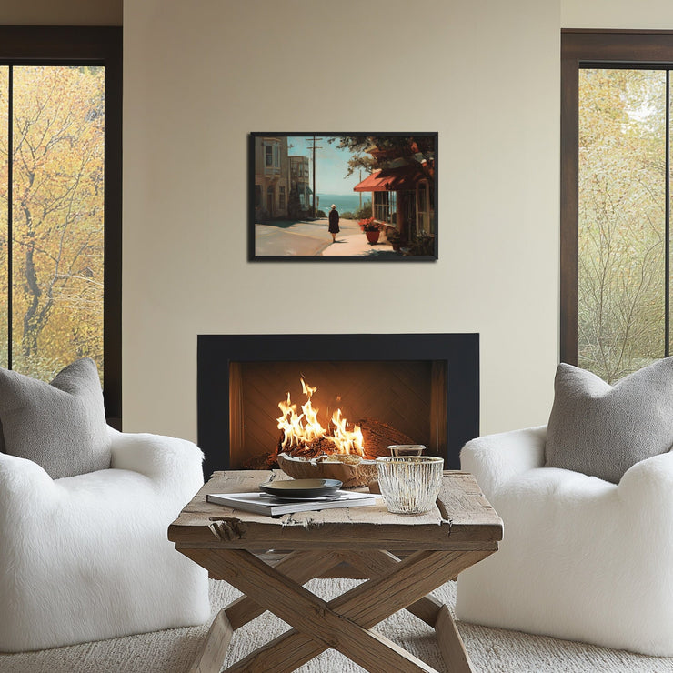 Afternoon Stroll in Carmel-by-the-Sea – Coastal Giclée-Quality Framed Poster