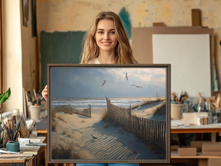 Tranquil Central California Beach Dusk Art Print on Framed canvas