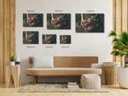 Vintage-Inspired Wildflower Bouquet Digital Painting - Framed Canvas Rustic Floral Wall Print