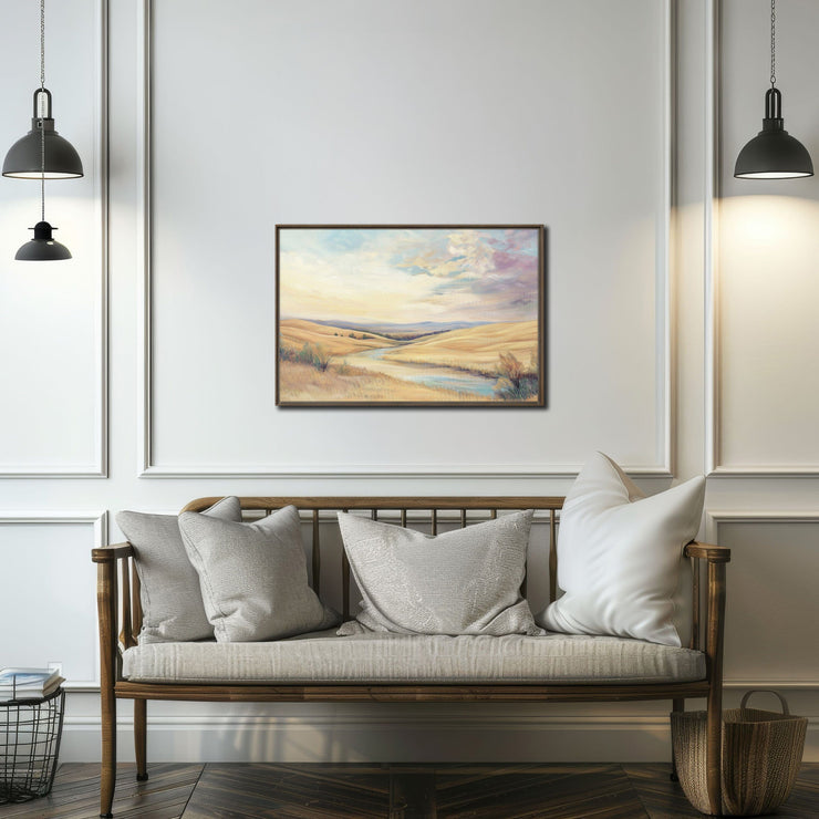 Golden Serenity: Central California Landscape Print - Framed canvas