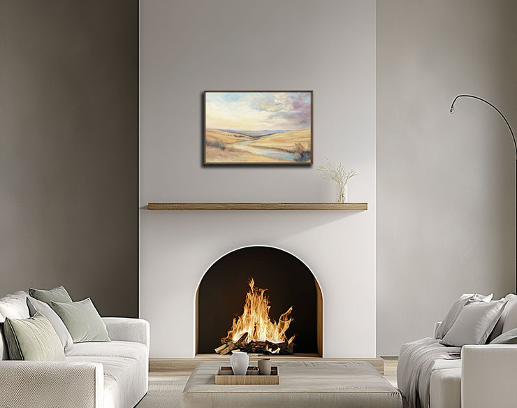 Golden Serenity: Central California Landscape Print - Framed canvas