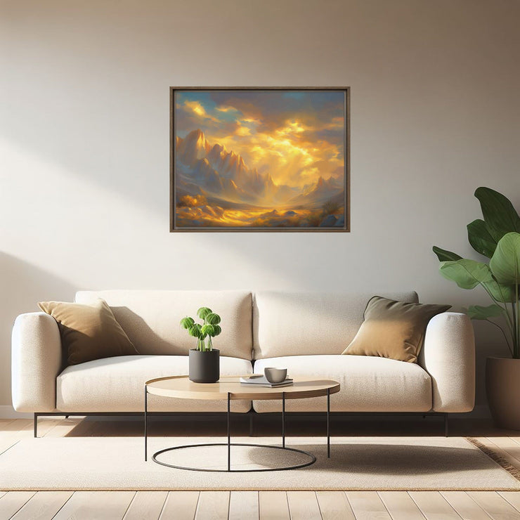 Golden Majesty: Mt. Whitney Art Print on Framed canvas