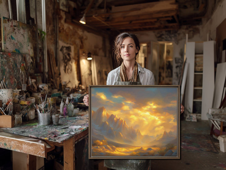 Golden Majesty: Mt. Whitney Art Print on Framed canvas