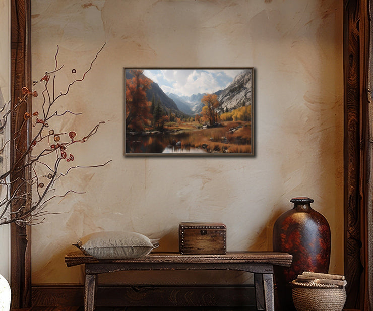 Autumn Reflections in Kings Canyon – Giclée Framed Canvas Art Print