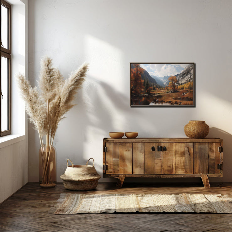 Autumn Reflections in Kings Canyon – Giclée Framed Canvas Art Print