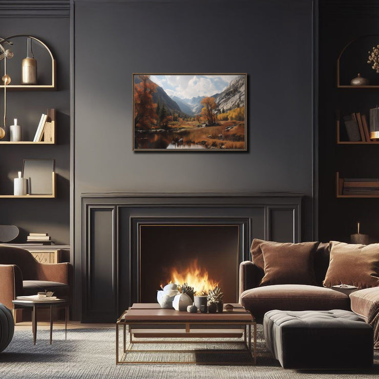 Autumn Reflections in Kings Canyon – Giclée Framed Canvas Art Print