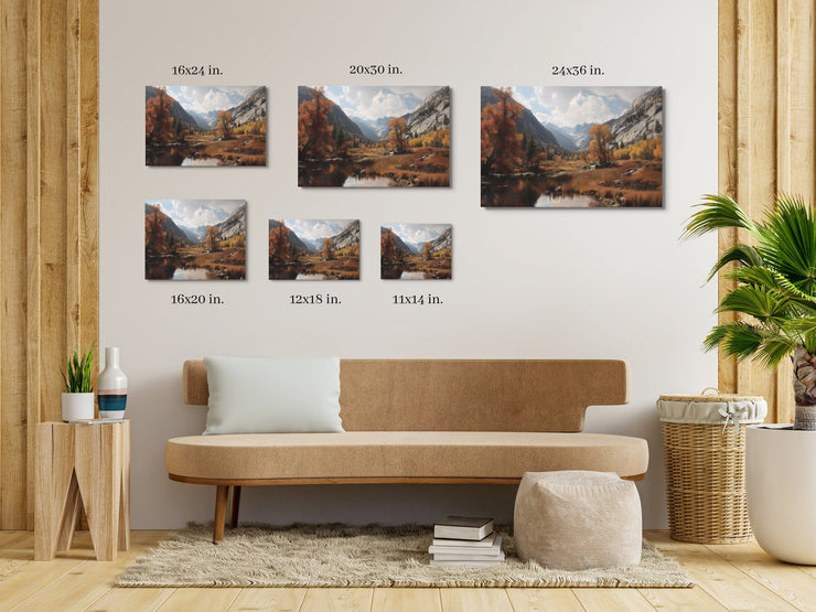 Autumn Reflections in Kings Canyon – Giclée Framed Canvas Art Print