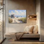 Southern California Beach Lifeguard Tower Art Print – Coastal Serenity on Canvas