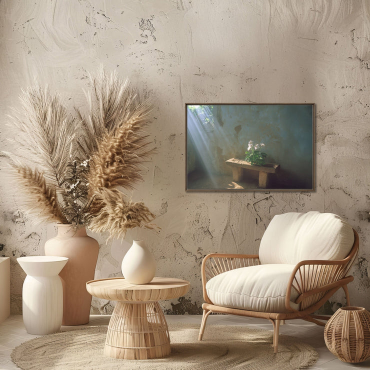 Whispers of Serenity: The Sunlit Bloom, Framed canvas