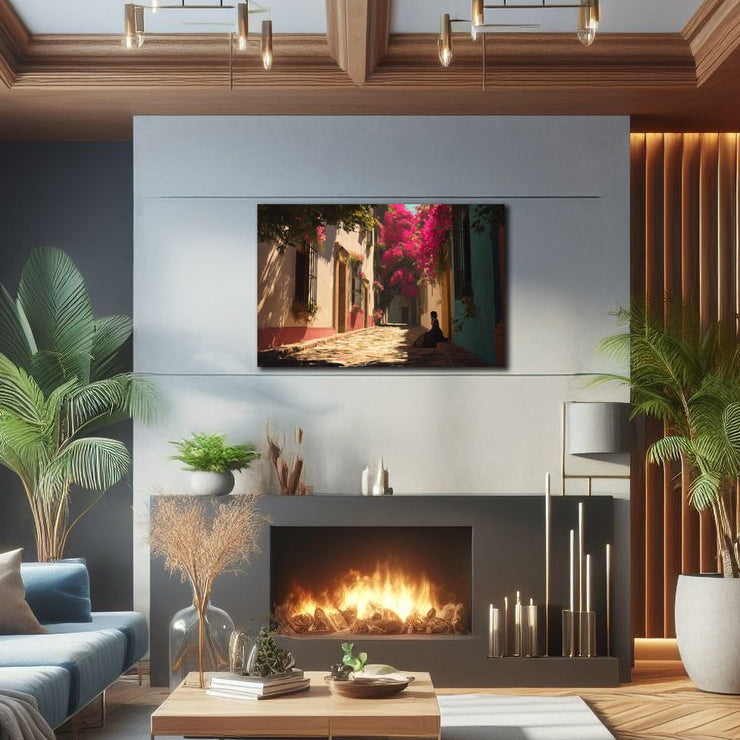 Bougainvillea Serenity – California Mission Style Wall Art Print on Canvas | Spanish Colonial