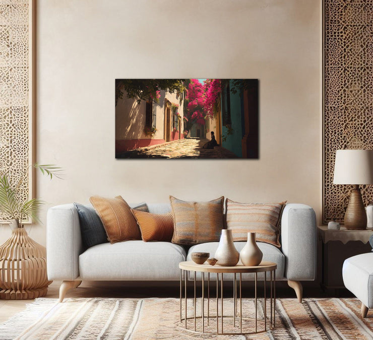 Bougainvillea Serenity – California Mission Style Wall Art Print on Canvas | Spanish Colonial