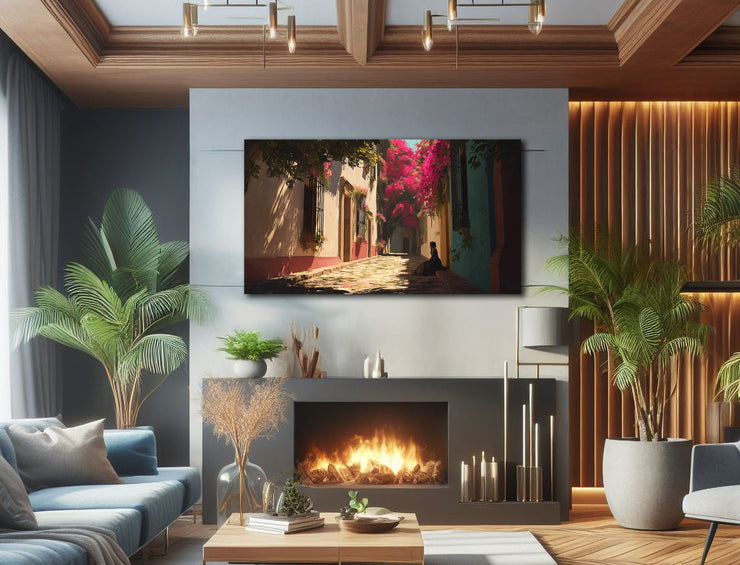 Bougainvillea Serenity – California Mission Style Wall Art Print on Canvas | Spanish Colonial