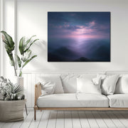 Misty Valley Twilight Glow Art Print on Canvas
