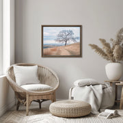 Whispers of Winter: The Lone Oak of Central California Framed Canvas