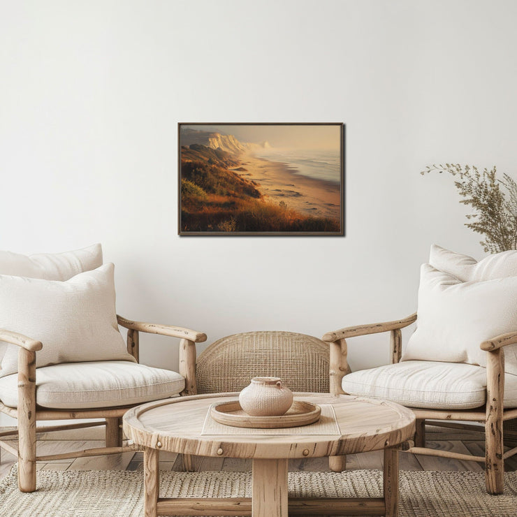 Golden Hour Serenity - San Gregorio State Beach Framed Canvas