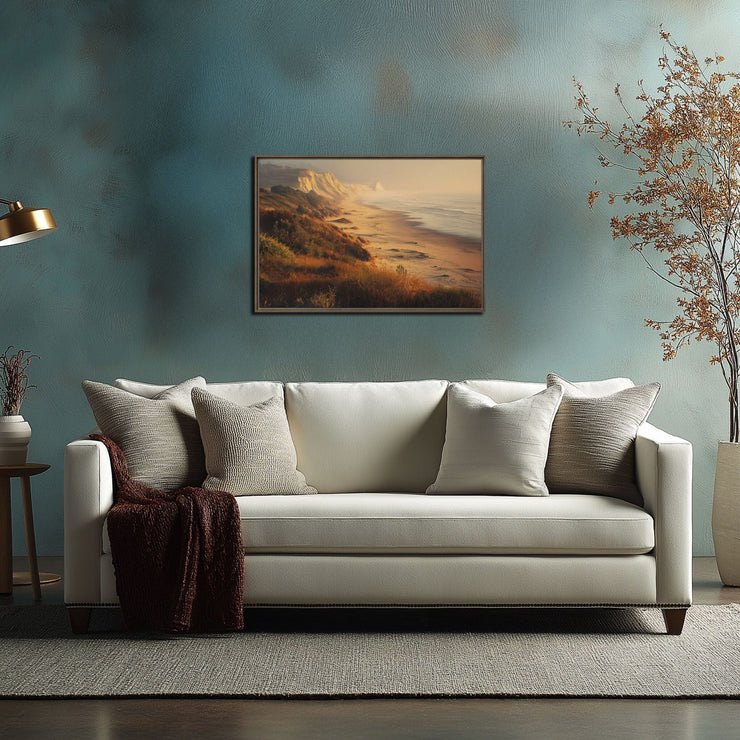 Golden Hour Serenity - San Gregorio State Beach Framed Canvas