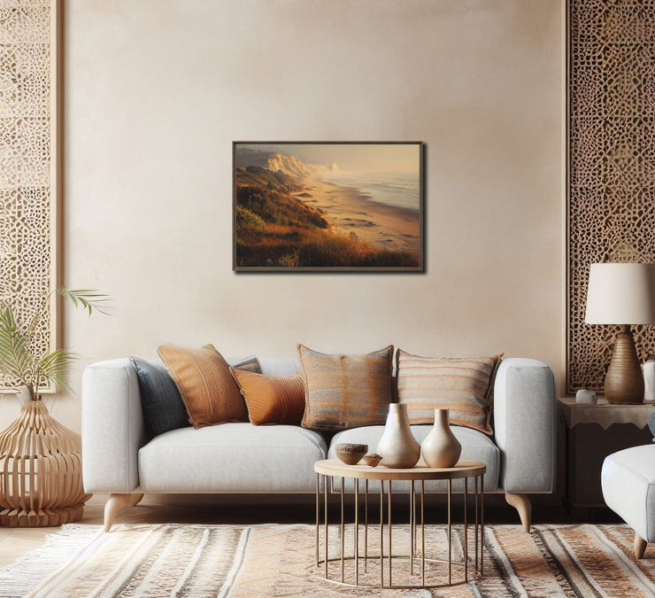 Golden Hour Serenity - San Gregorio State Beach Framed Canvas