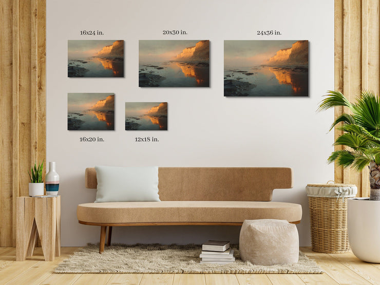 Golden Reflections at San Gregorio Beach - High-Quality Giclée Art Print - Framed Canvas