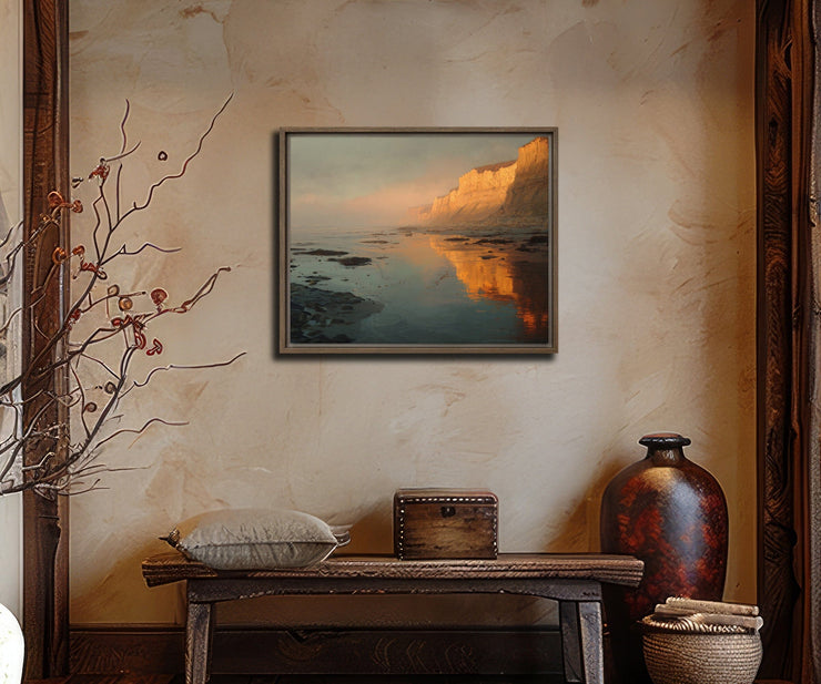 Golden Reflections at San Gregorio Beach - High-Quality Giclée Art Print - Framed Canvas