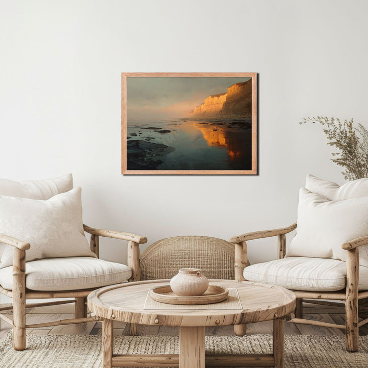 Golden Reflections at San Gregorio Beach - High-Quality Giclée Art Print Framed Poster