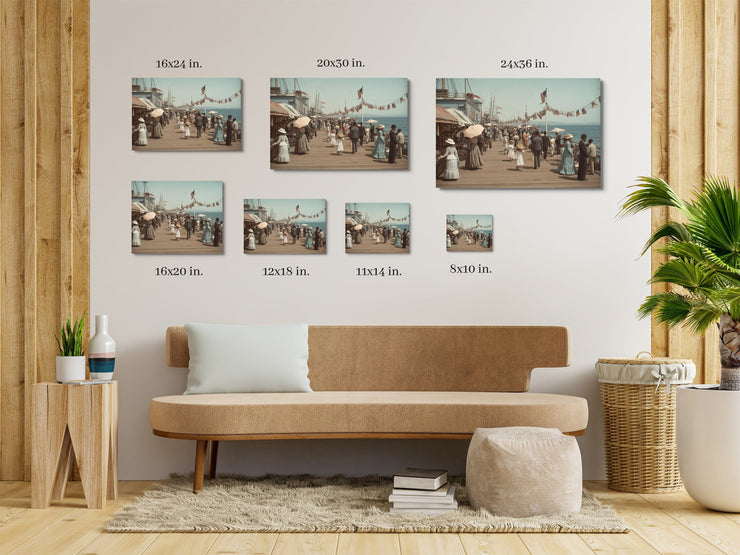 Vintage Santa Monica Pier - Early 20th Century Art Print on Framed canvas