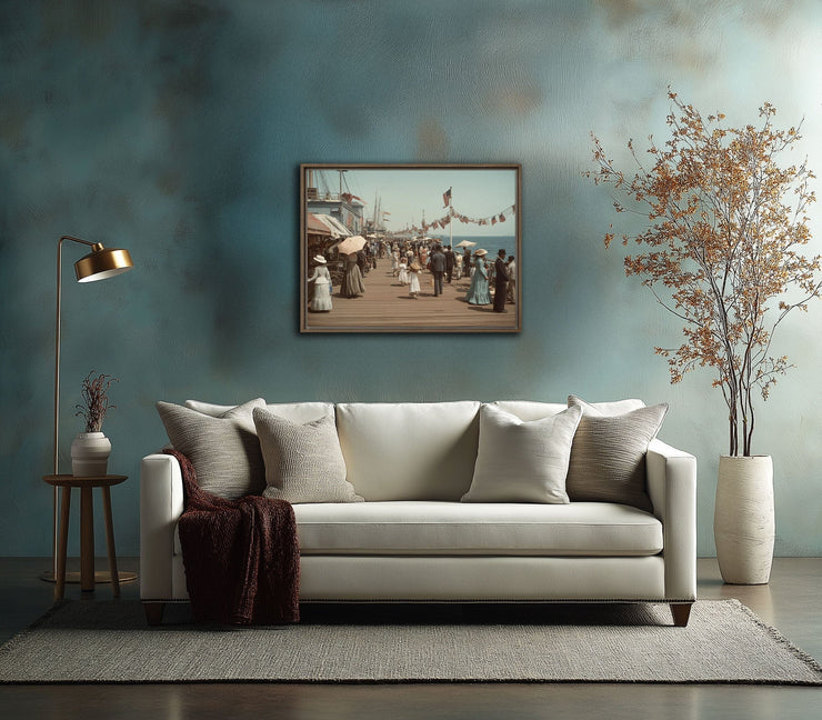 Vintage Santa Monica Pier - Early 20th Century Art Print on Framed Canvas