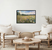 Wildflower Serenity: Impressionistic Floral Digital Oil Painting Print - Premium Framed poster