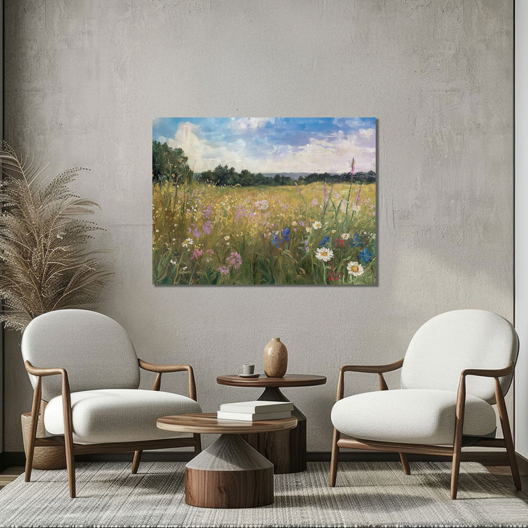 Wildflower Serenity: Impressionistic Floral Digital Oil Painting Print - Museum-Quality Poster