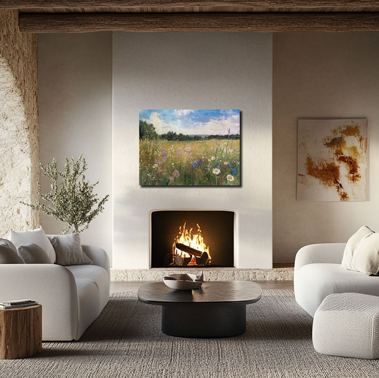 Wildflower Serenity: Impressionistic Floral Digital Oil Painting Print - Museum-Quality Poster