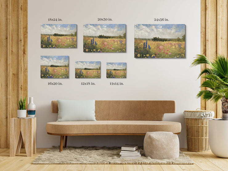 Wildflower Meadow - Impressionist Landscape Painting Print Framed canvas