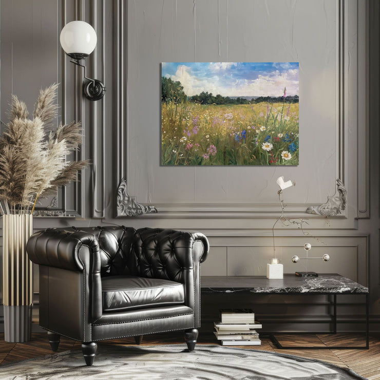 Wildflower Serenity: Impressionistic Floral Digital Oil Painting Print - Museum-Quality Poster