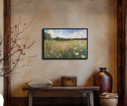 Wildflower Serenity: Impressionistic Floral Digital Oil Painting Print - Premium Framed poster