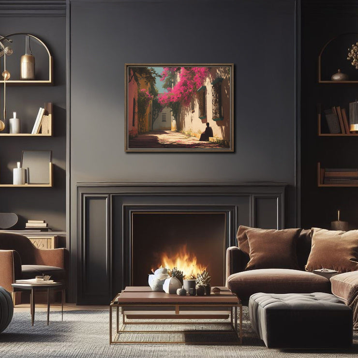 Afternoon Quiet: Spanish Colonial Alley - Early California Giclée Quality Framed Canvas