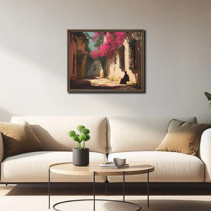 Afternoon Quiet: Spanish Colonial Alley - Early California Giclée Quality Framed Canvas